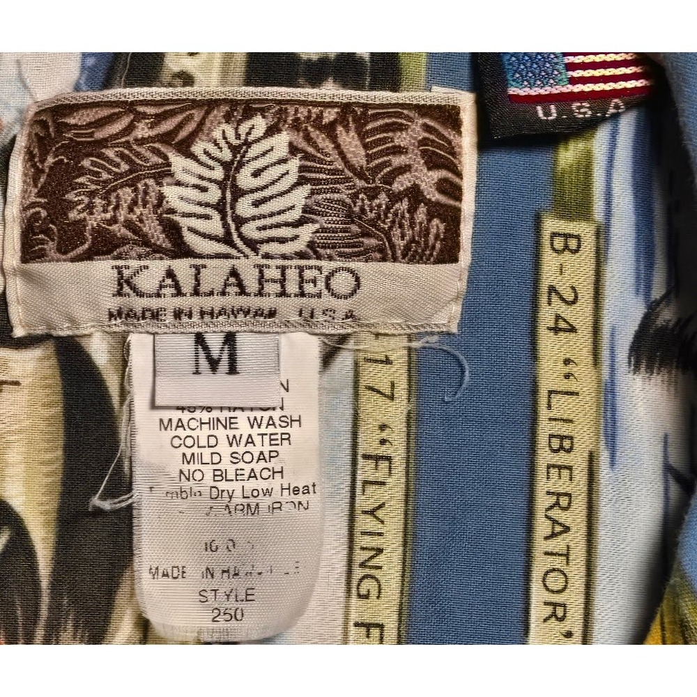 VTG Kalaheo Shirt Mens M Hawaiian Aloha Made in Hawaii USA Warbird Print Camp671 - Picture 2 of 8